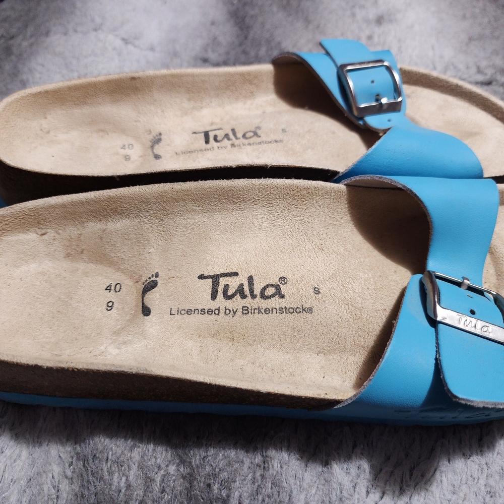 Tula Blue Sandals with Silver Buckle Detail